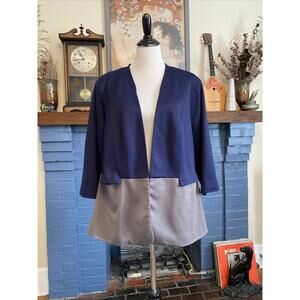 ModCloth 4X Navy Blue Blazer 2 Tone Colorblock Polka Dot Jacket Coat READ